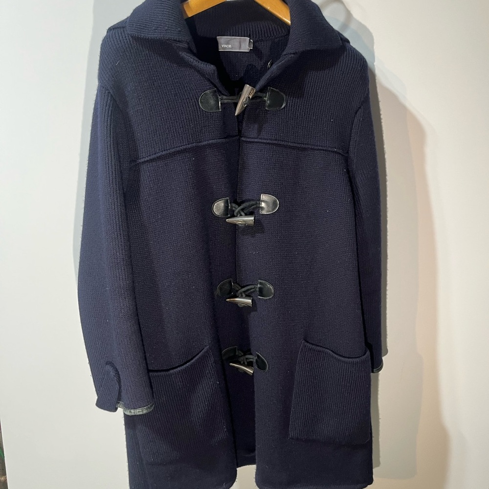 Vince Midnight Blue Knit Duffle Coat